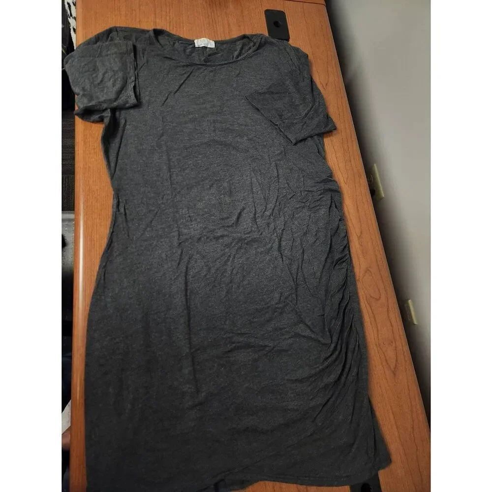24/7 Comfort Apperal 2X dark gray dress with ruching on the side (L)